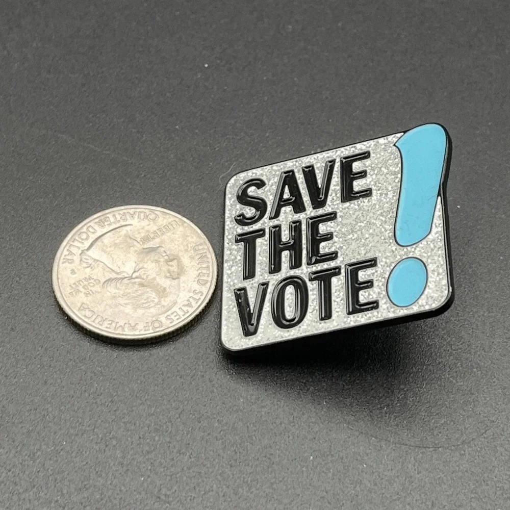 HeadCount Save The Vote Glitter Lapel Hat‎ Pin